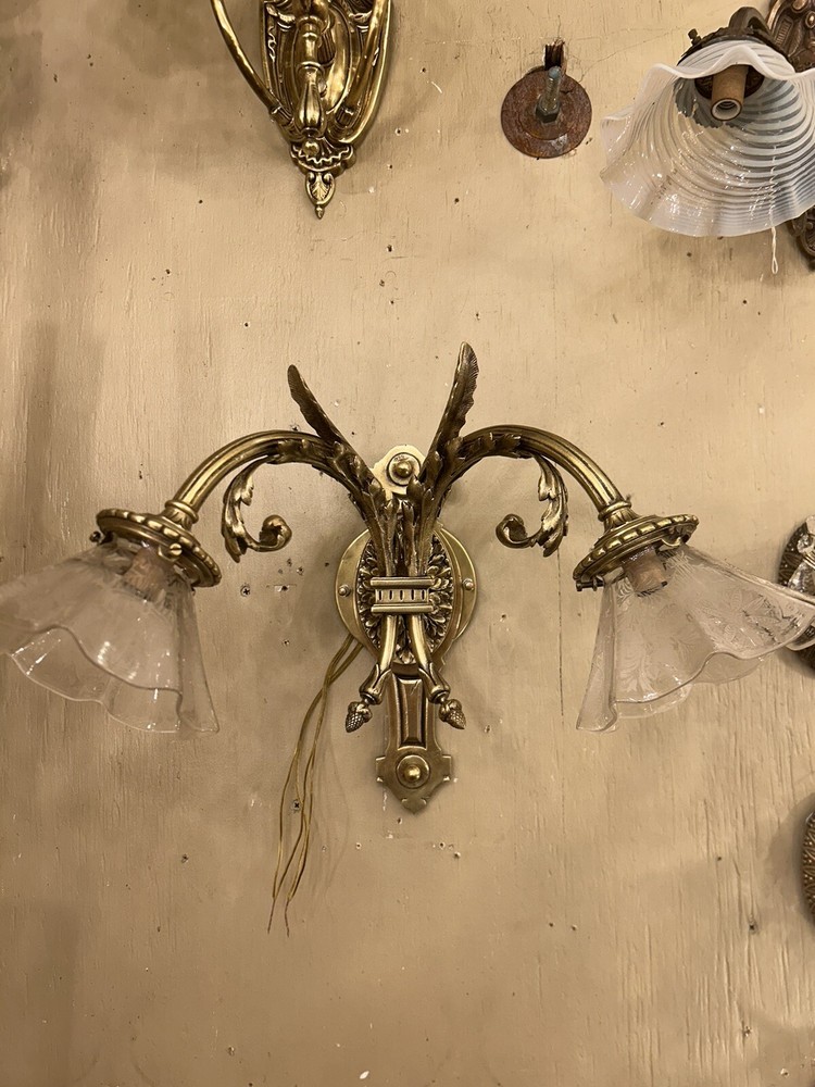 pair french bronze sconces