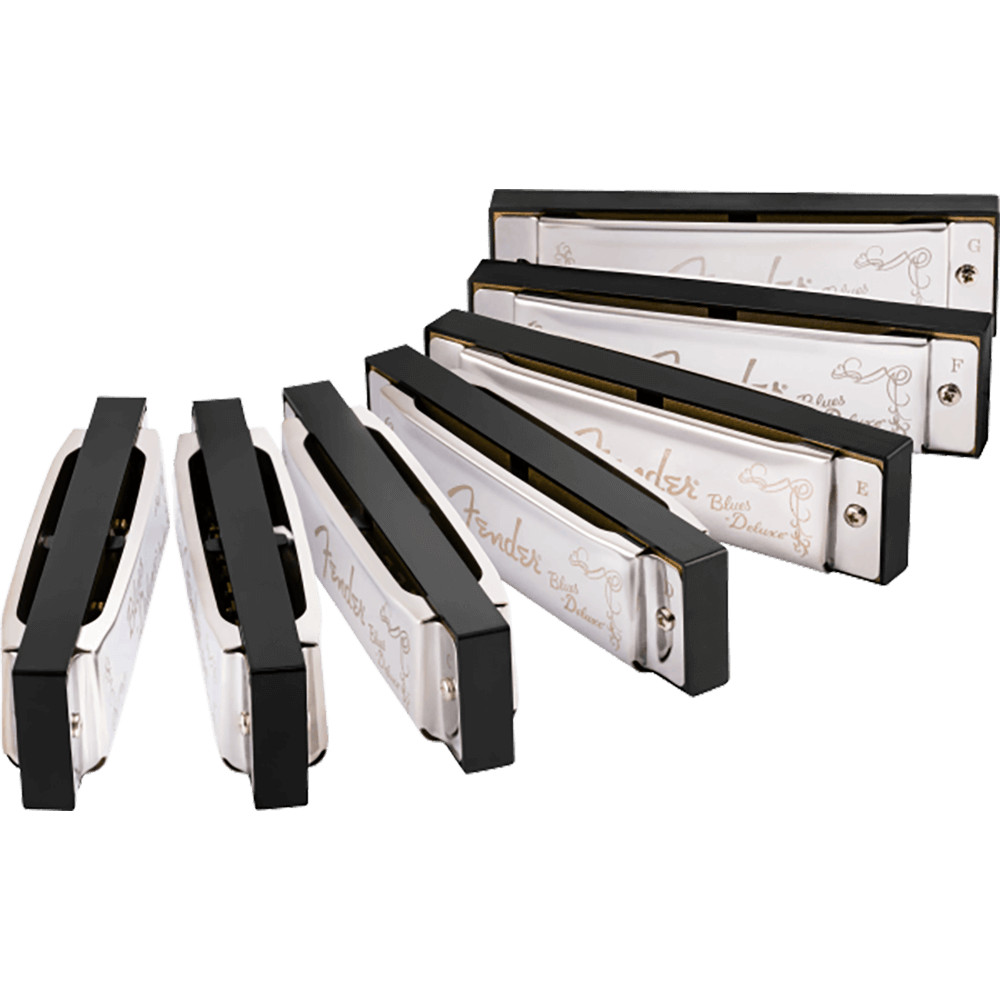 Fender Blues Deluxe Harmonica, Pack of 7, with Case