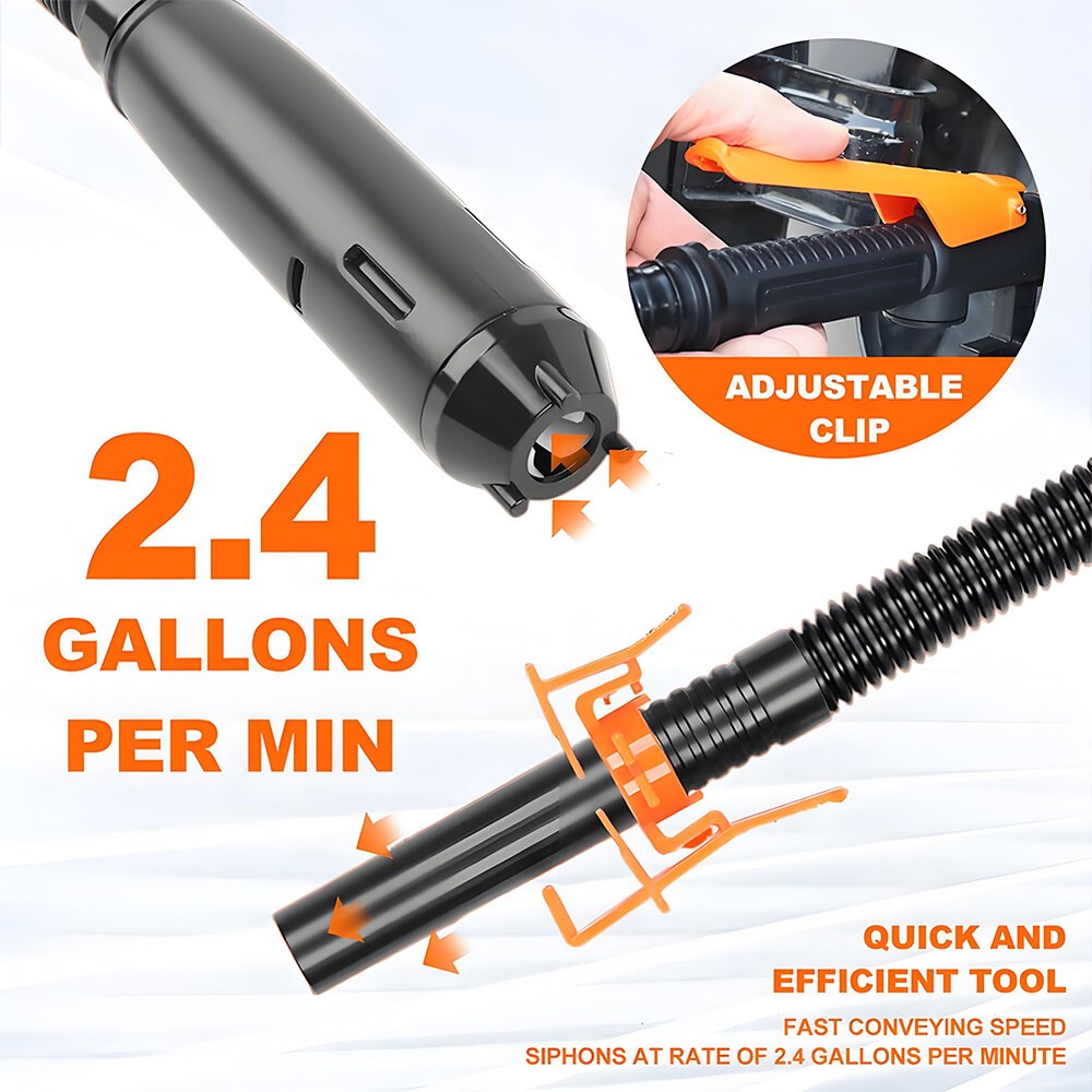 2.4 GPM Powered Battery Quick Liquid Fuel Transfer Pump with Flow Control Nozzle