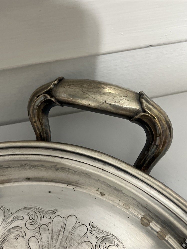 Fine Gorham Newport YB606 Etched Silver Plate Handled Large Platter Tray