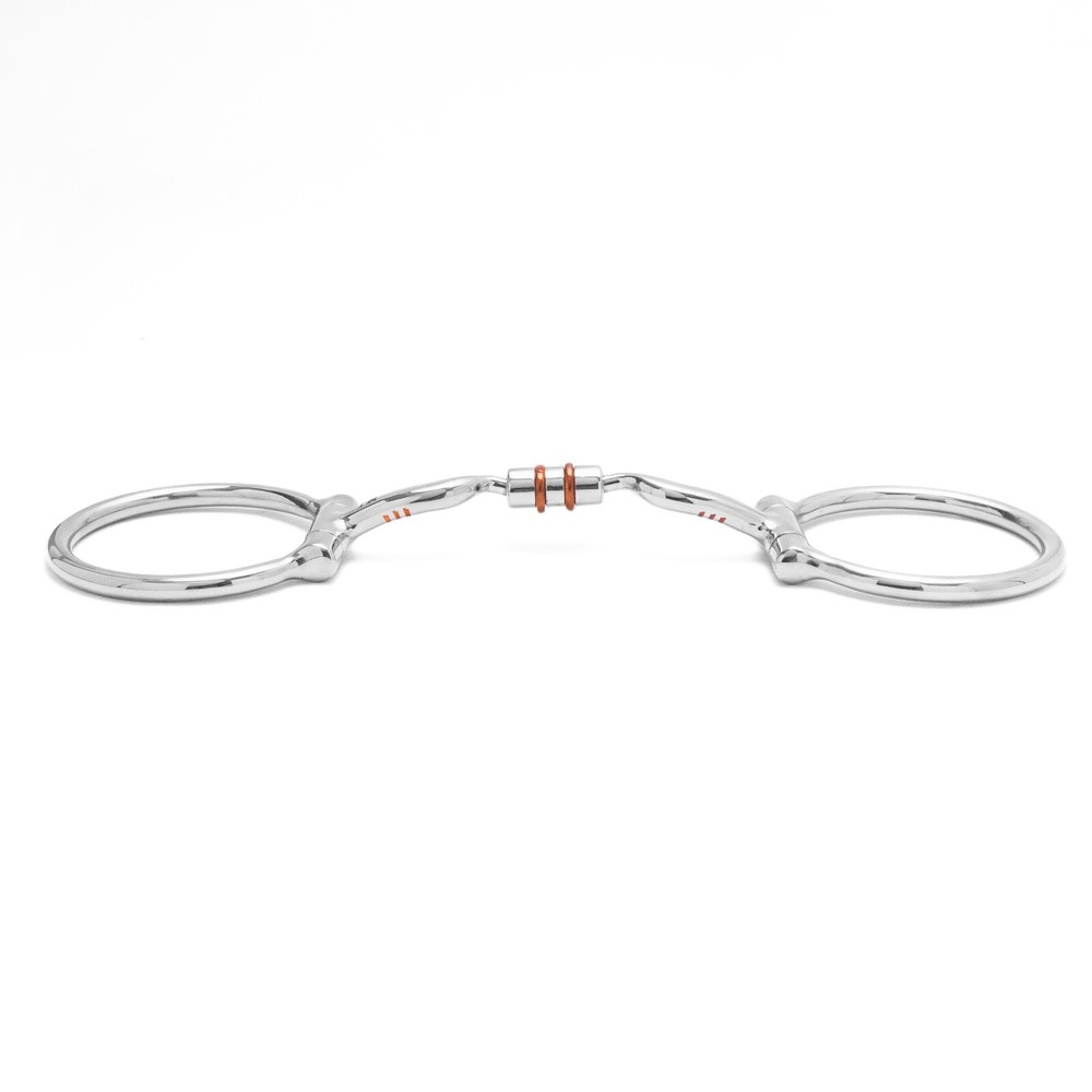 NY Tack Western D Ring Low Port Copper Roller Snaffle Horse Bit