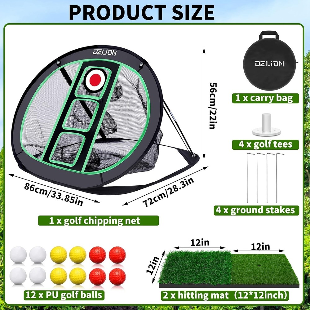 Foldable Golf Chipping Net & Indoor Mat Set - Pop-Up Training Target