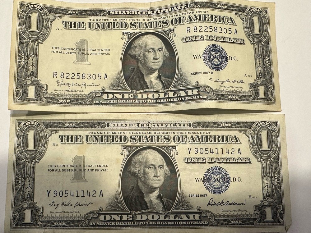 1957A $1 SILVER CERTIFICATE  BLUE SEALS GOOD SHAPE (2)  D167