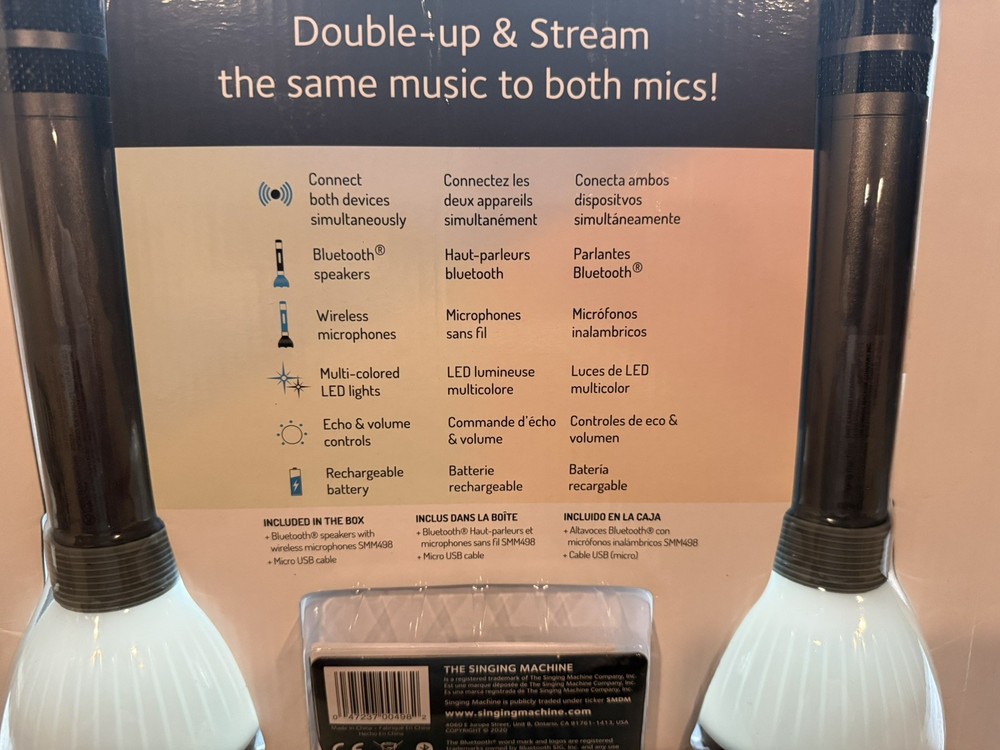 2 Pack Singing Machine Duet Karaoke Microphones Wireless Bluetooth Speakers