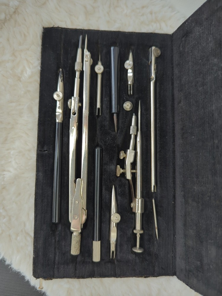 Vintage USSR Drafting Drawing Tool Set Gotovalnya Moscow Soviet Engineering Case