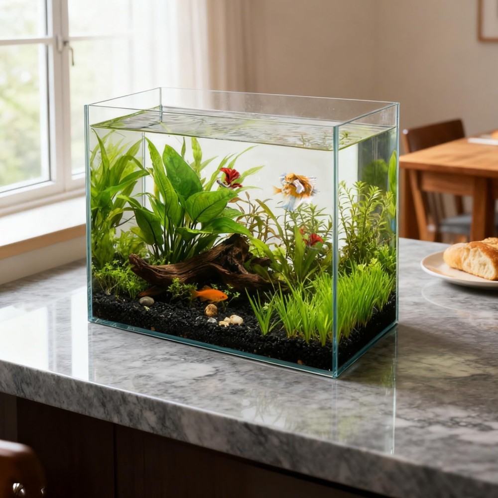 3 Gallon Glass Fish Tank, Small Betta Fish Aquarium, Ultra Clear Rectangular ...