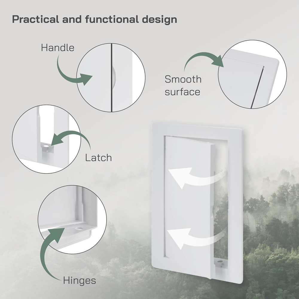 Vent Systems 4X8 Access Panel (Cut-Out) - Easy Doors ABS Plastic for Drywall, Wa
