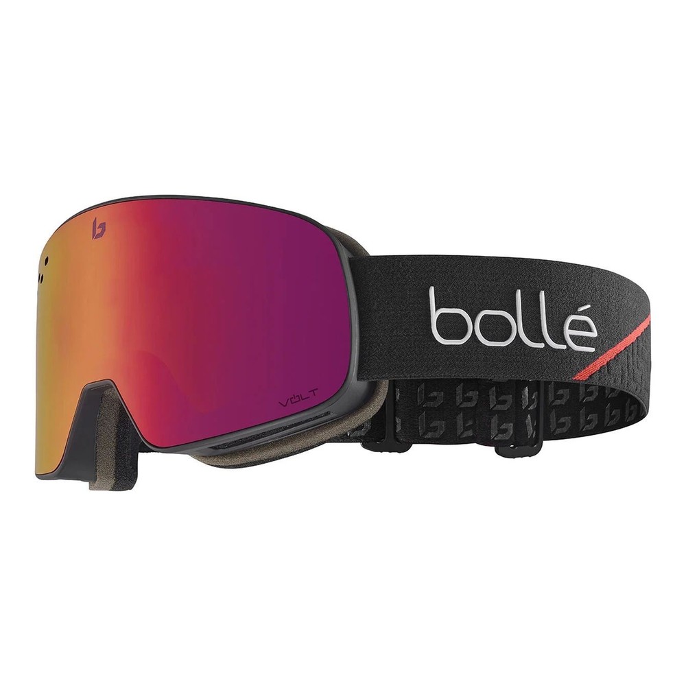 Bolle Nevada Snow Goggles, Race Black Matte Frame, Volt Ruby Lens