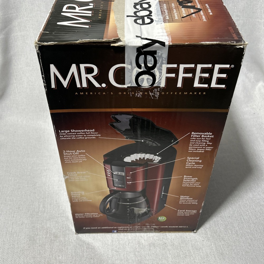 Mr Coffee 12 Cup Programmable Coffee Maker Red Metallic BVMC-TJX36