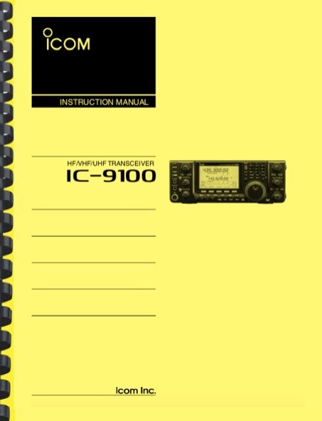 Icom IC-9100 IC9100 Transceiver OWNER'S INSTRUCTION MANUAL