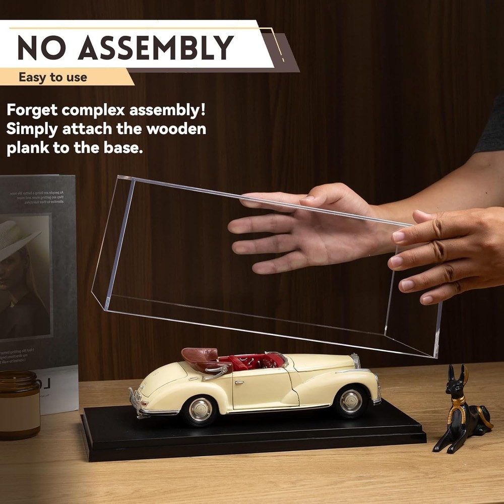 1:18 No Assembly Diecast Display Case with Plastic Base - Acrylic Model Car D...
