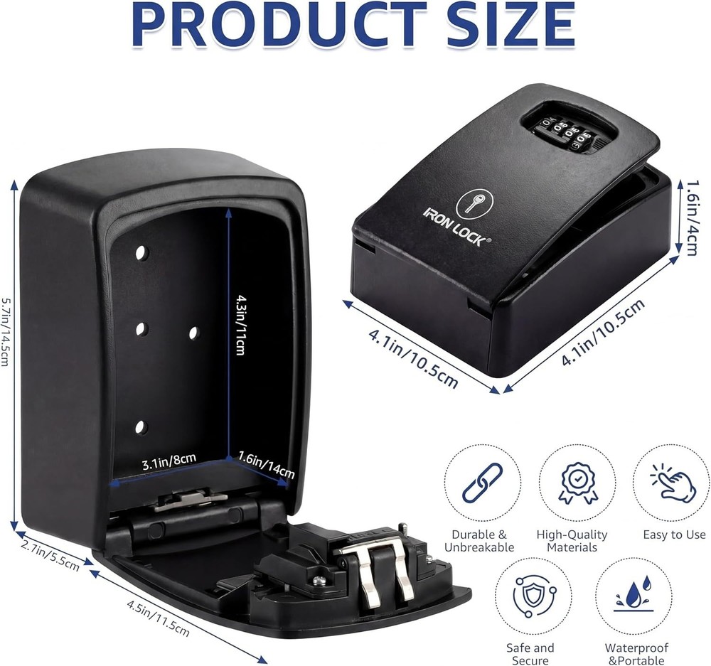 Outdoor Security Key Safe 4 Digit Combination Wall Mounted Key Lock Box
