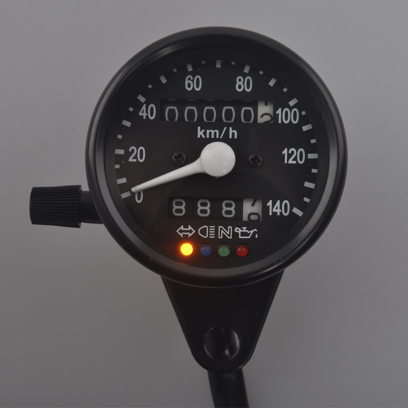 Motorcycle Universal Mini Speedometer Odometer Gauge Indicator Light 12V Black