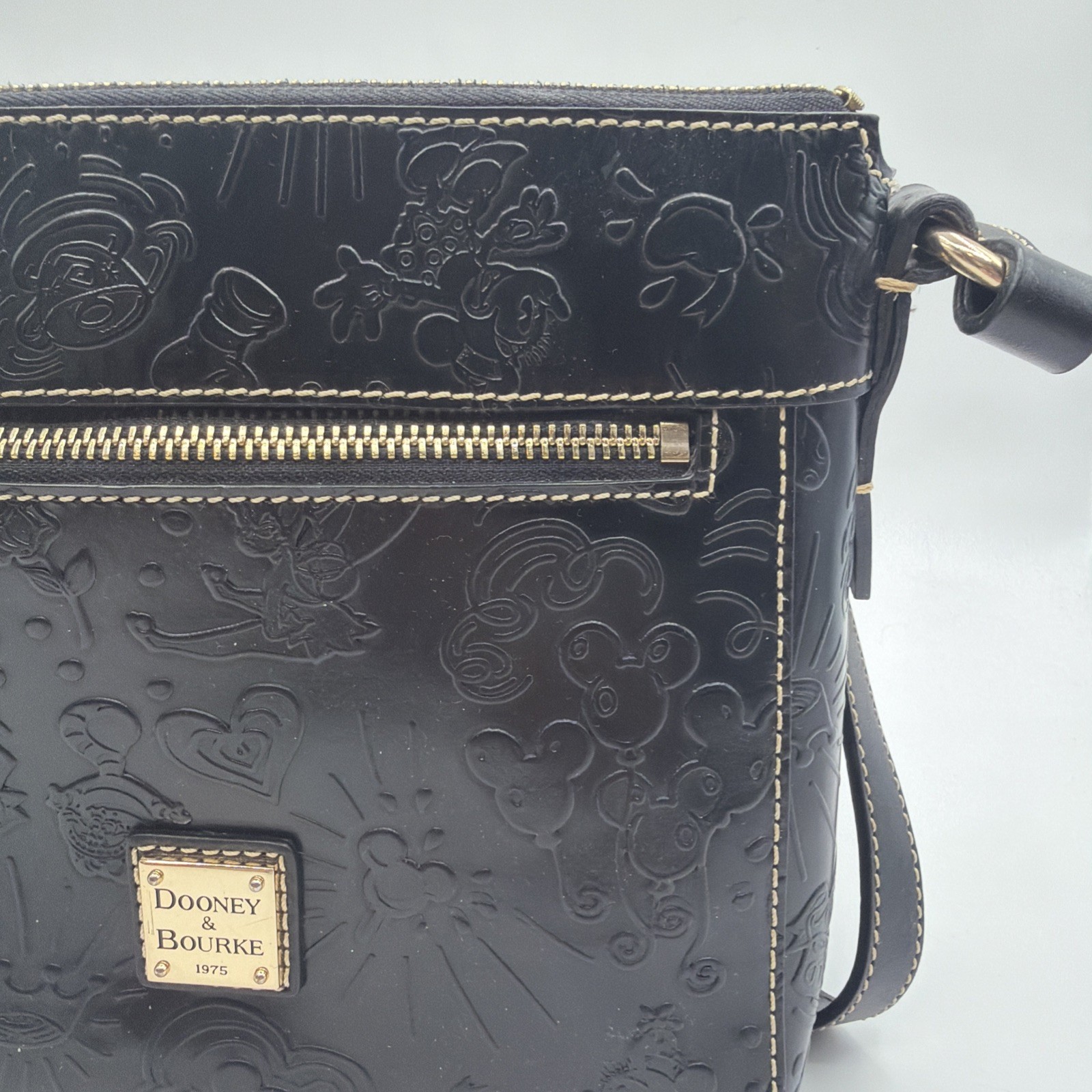 Disney Dooney & Bourke Leather Sketch Allison Crossbody Embossed All Black