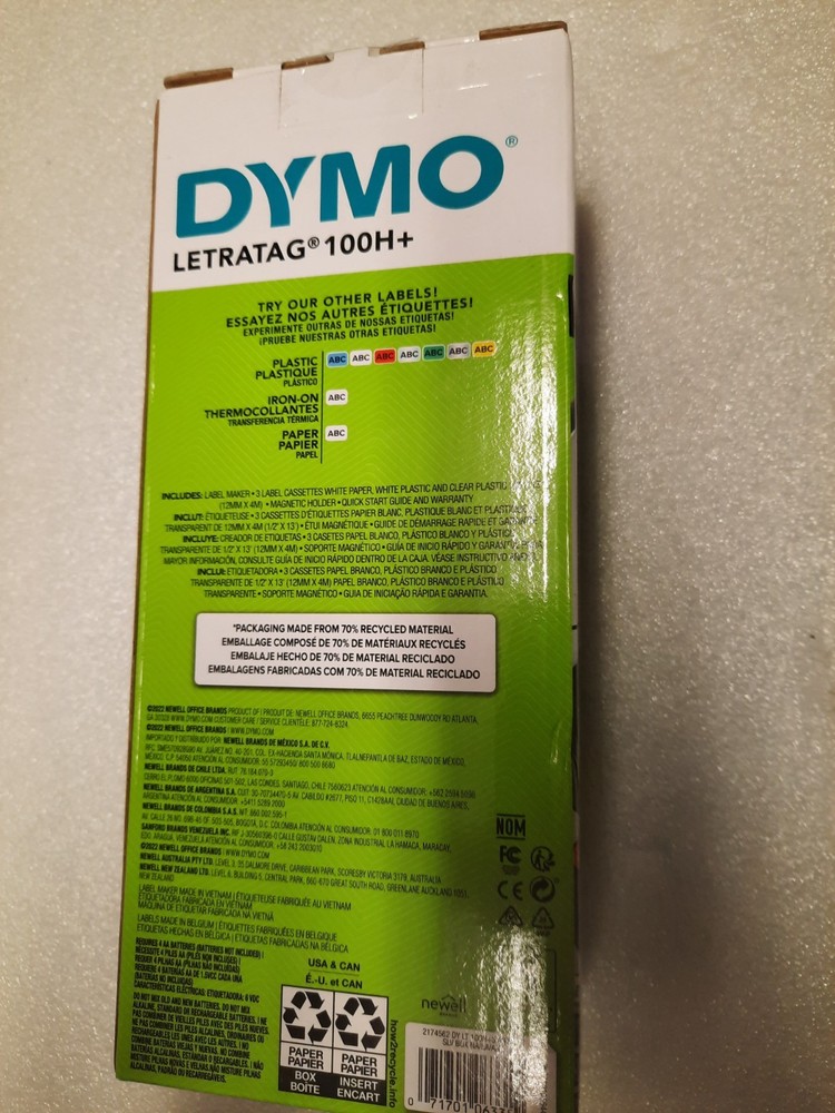 DYMO Portable Printer Handheld Label Maker Black Silver Letratag 100H+ New
