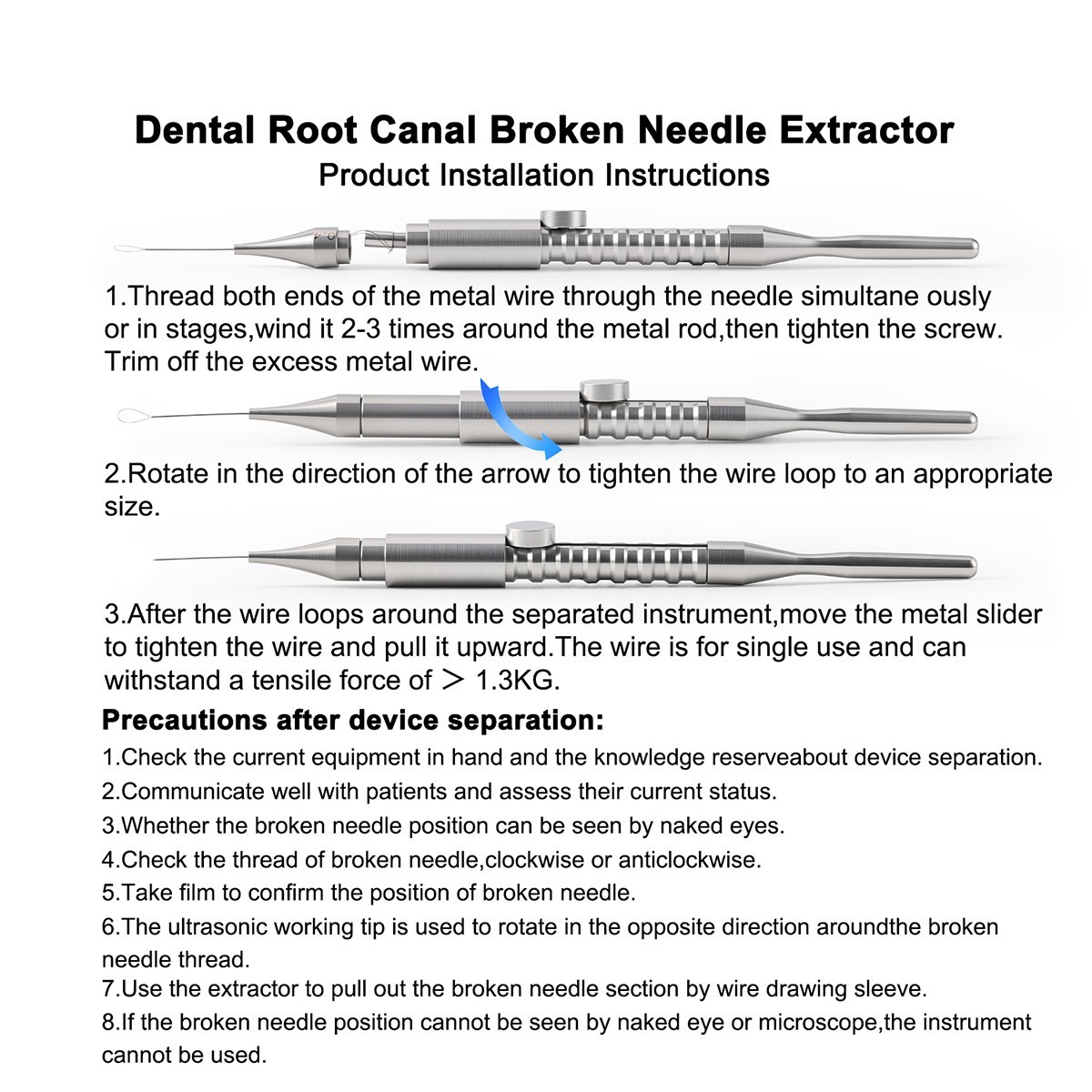 Dental Root Canal File Extractor Broken Files Removal Kit Endo Rescue Retrieval