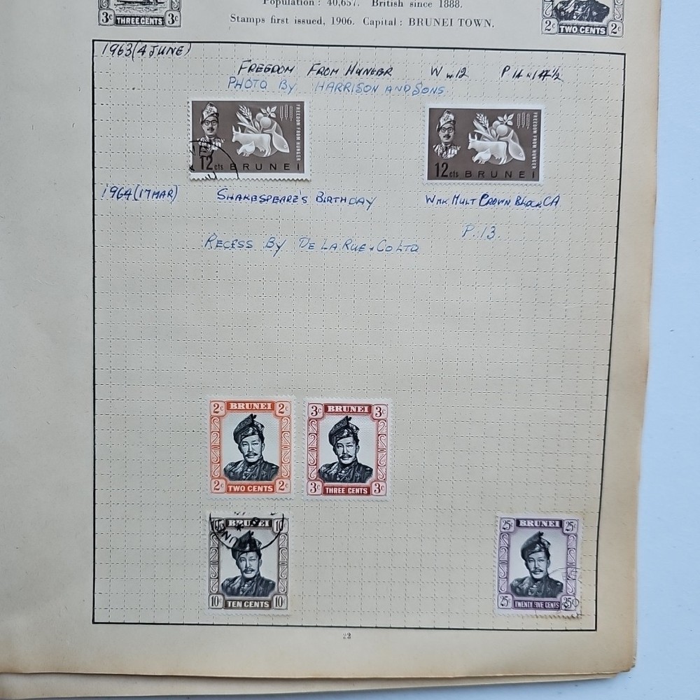 Brunei Stamps On 7 Pages