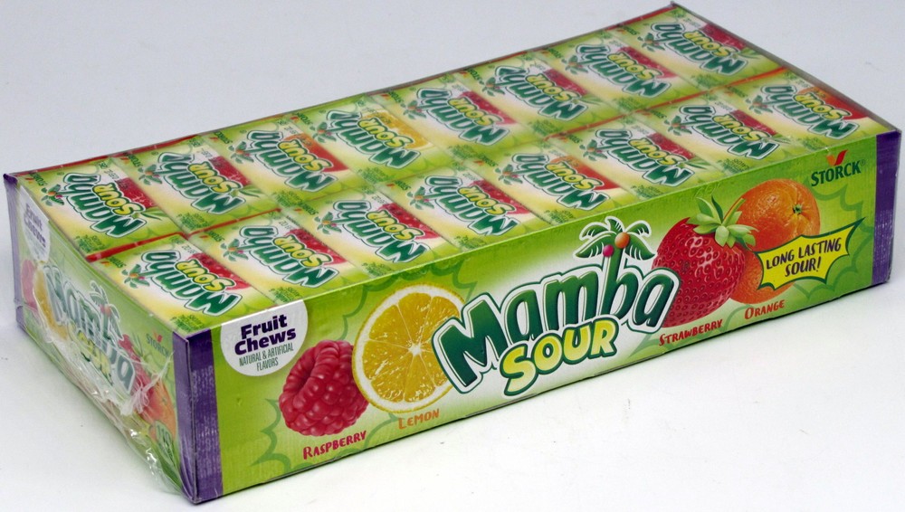Mamba Sour Fruit Chews Changemakers Candy Strawberry Raspberry 48 Count Box