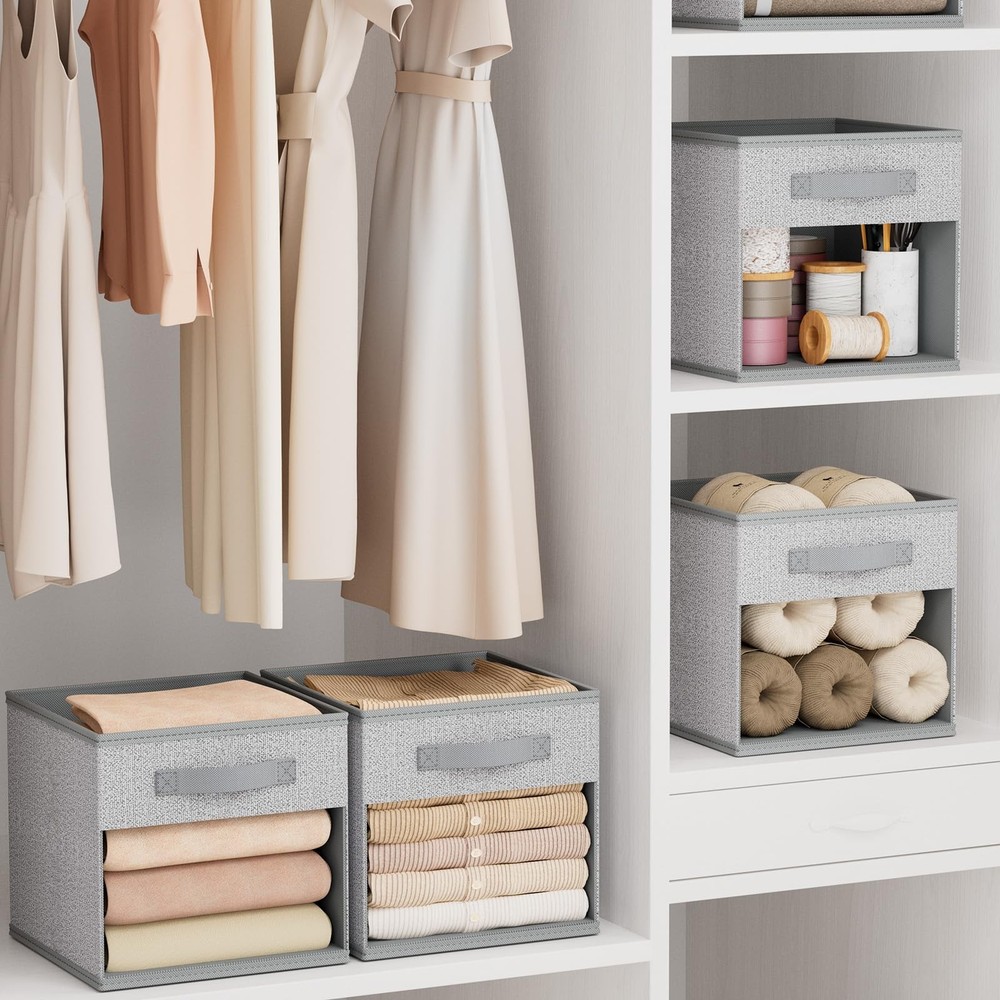 Collapsible Storage Cubes, 6 Packs Cube Storage Bins with Window, Fabric Stor...