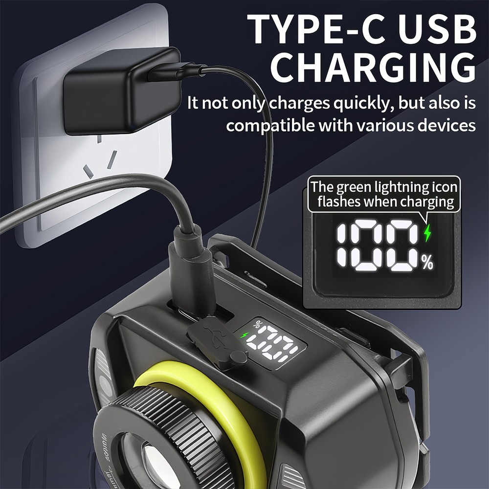 Super Bright LED Zoom Headlamp USB Rechargeable Headlight Head Torch Flashlight
