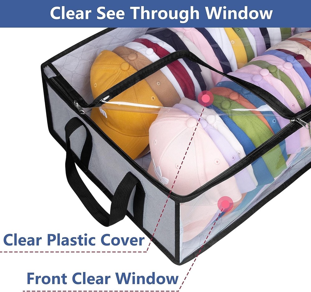 Baseball Cap Organizer with Clear View - Space Saving Storage Solution