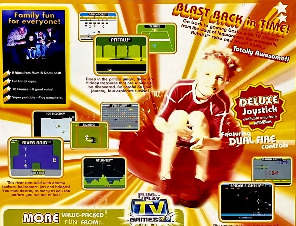 ATARI Plug & Play Retro Console ACTIVISION JOYSTICK Pitfall River Raid Atlantis