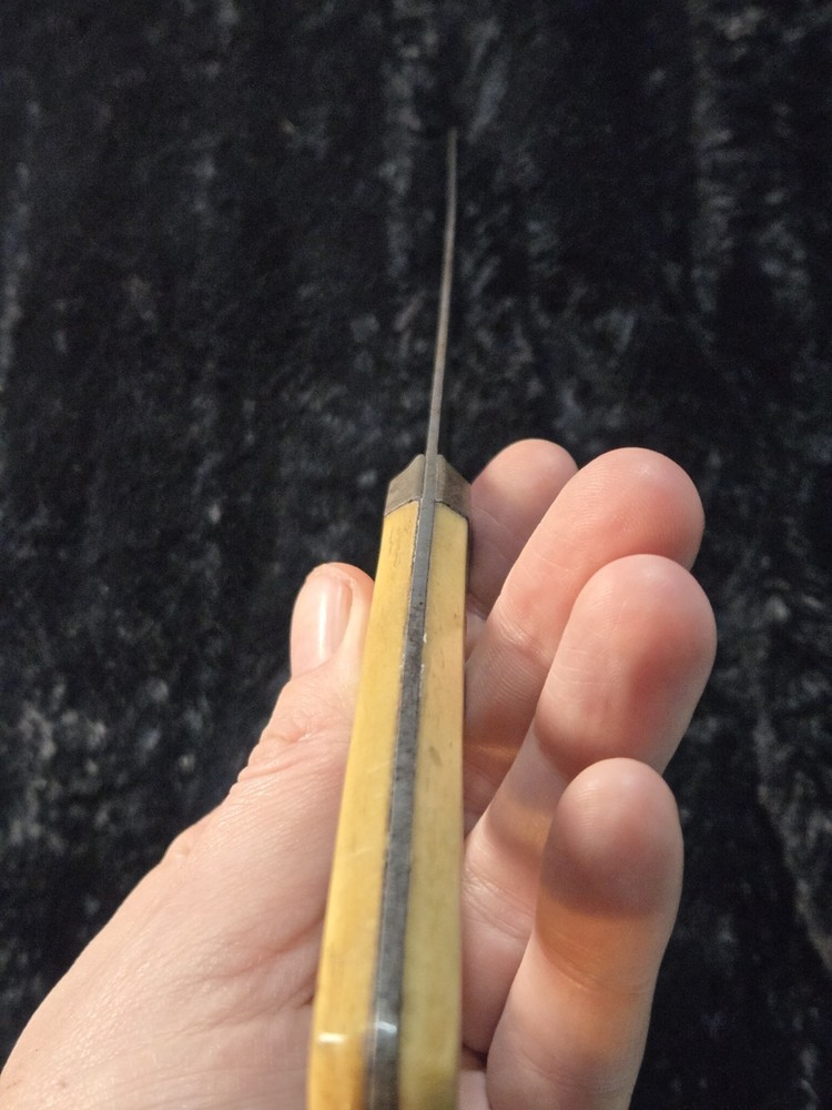 Antique William Harmar & Co Sheffield Kitchen Bread Knife 1800s Polished Wood