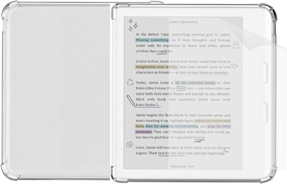 Clear Case for Kobo Libra Colour and Screen Protector, Libra Color Ereader Case