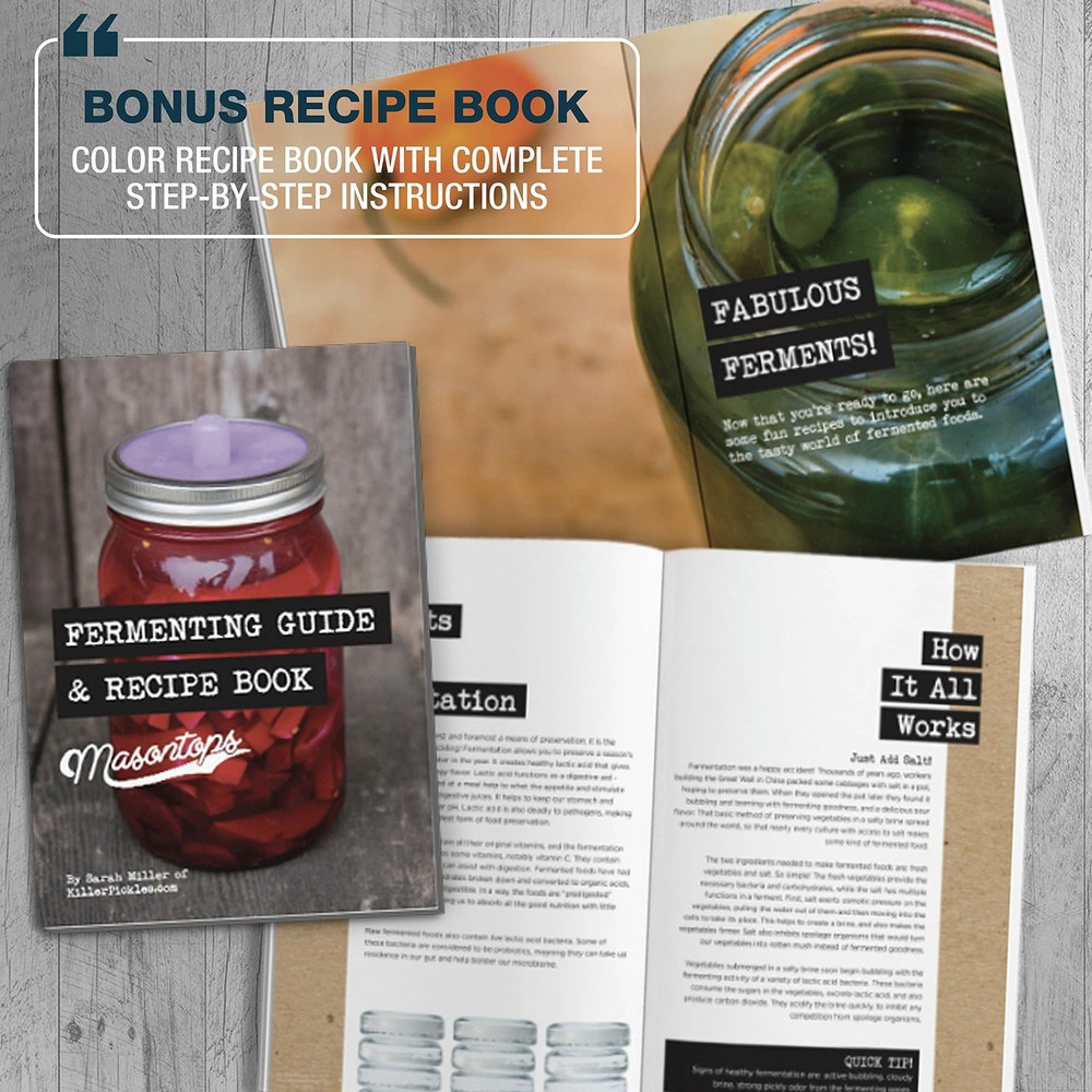 Masontops Complete Mason Jar Fermentation Kit - Easy SMALL/REGULAR Mouth Jars