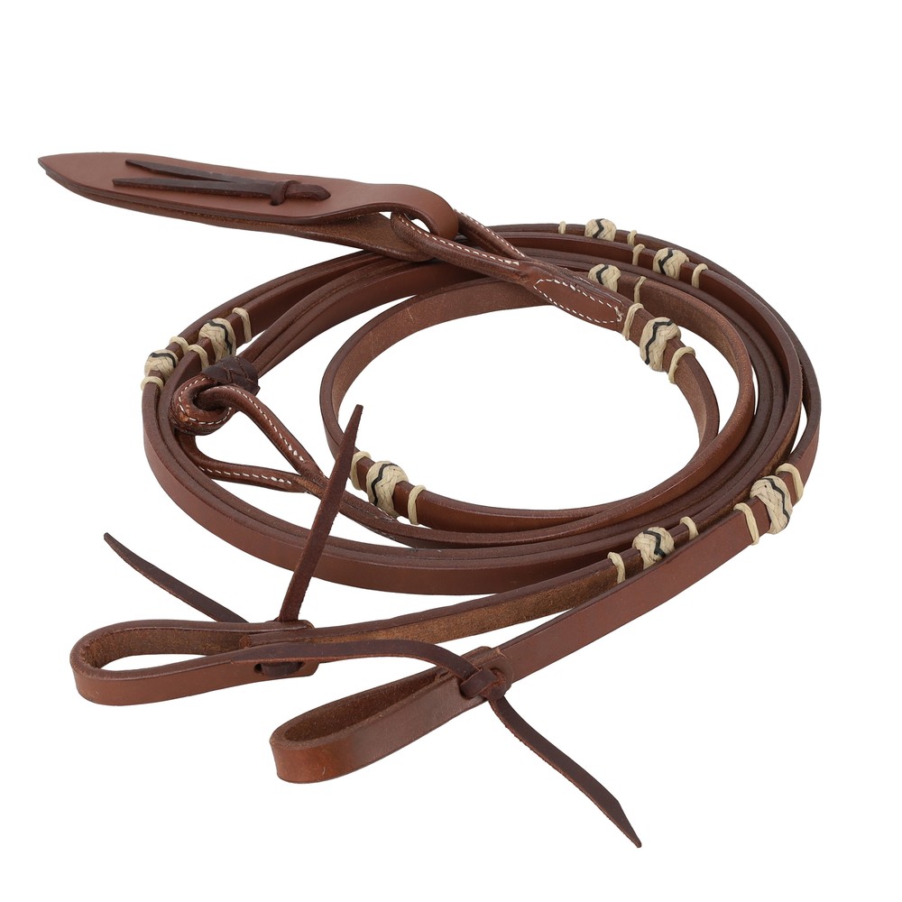 Showman 8' Flat Leather Romal Reins