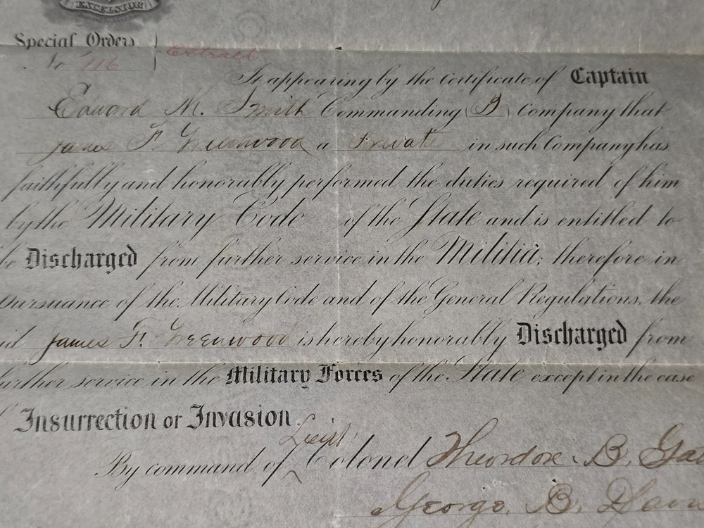 GAR Discharge Certificate for Edward M. Smith Dated 1881