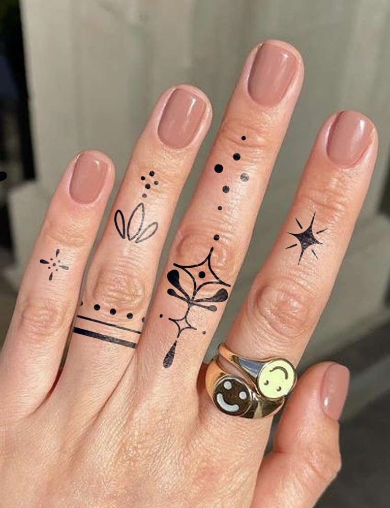 Semi Permanent Tattoos, 2 Sheets Realistic Black Small, Beautiful Tiny Henna