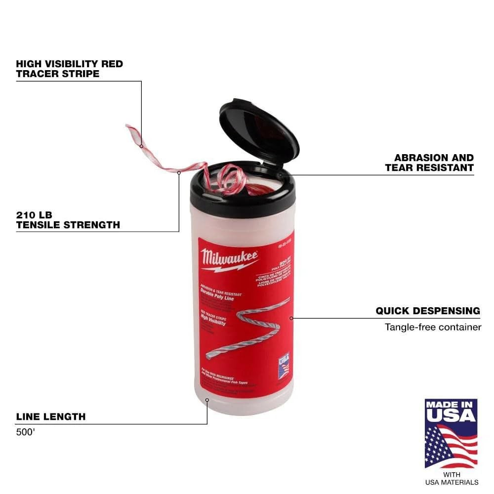 Red Tracer 500 ft. Milwaukee Poly Pull Line