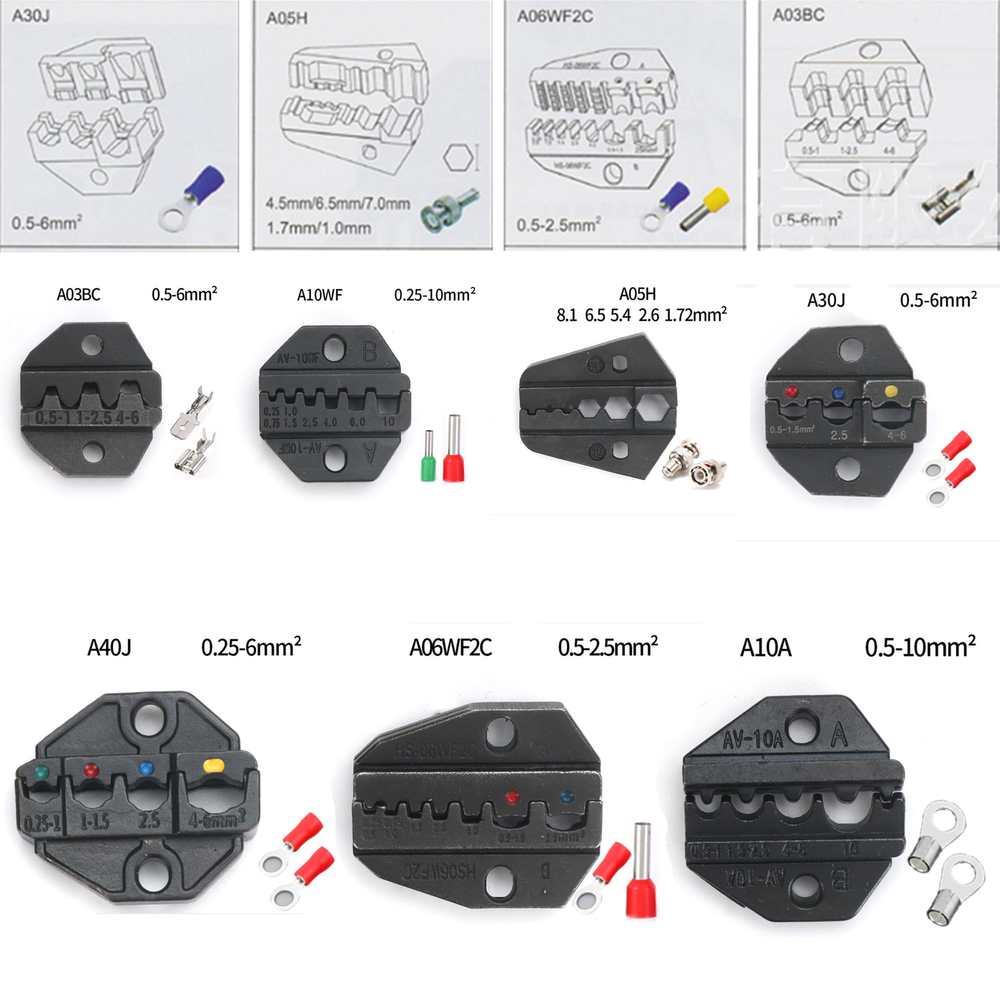 8 Model Crimping Jaws Dies Metal Replaceable for Multiple Crimper Tool