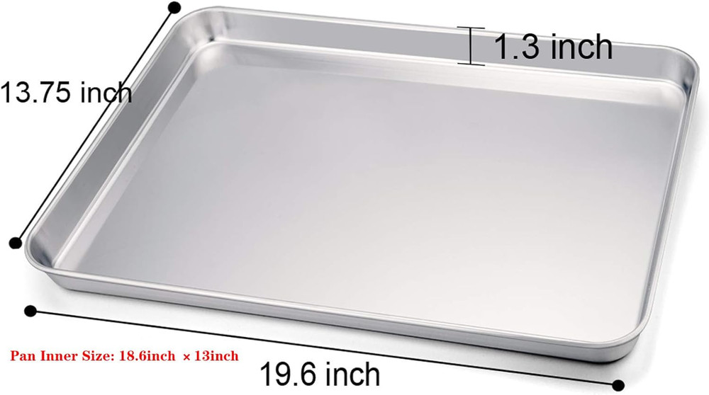 Baking Sheet, 20’’×14’’×1’’, Cookie Sheet Half Sheet Baking Pans Stainless St...