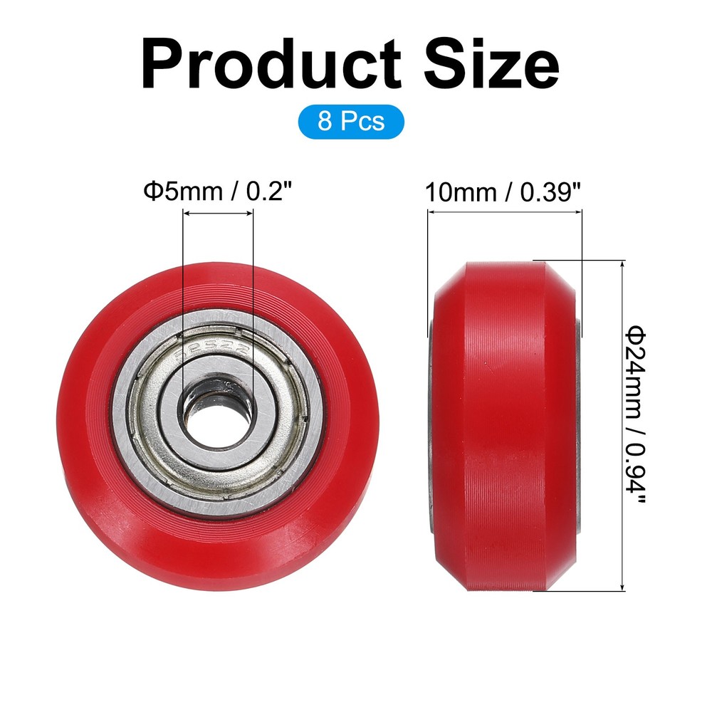 8Pcs 3D Printer Wheel with 625ZZ Linear Bearing for 3D Printer, Red