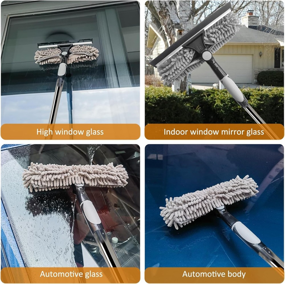 Extendable Window Cleaning Tool - 20 Ft Squeegee & Duster, 3-13 Ft Reach
