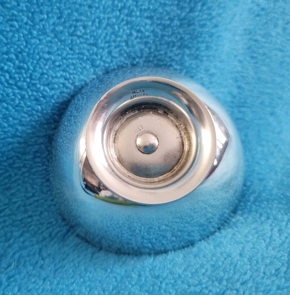 2 Vintage MEKA MADE IN DENMARK Blue Enamel Silver Plated Candleholders