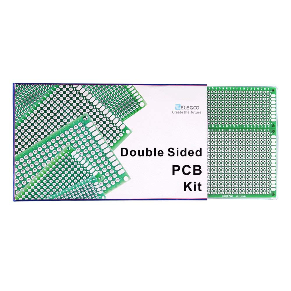 ELEGOO 32 Pcs Double Sided PCB Board Prototype Kit for DIY Soldering with 5 Size