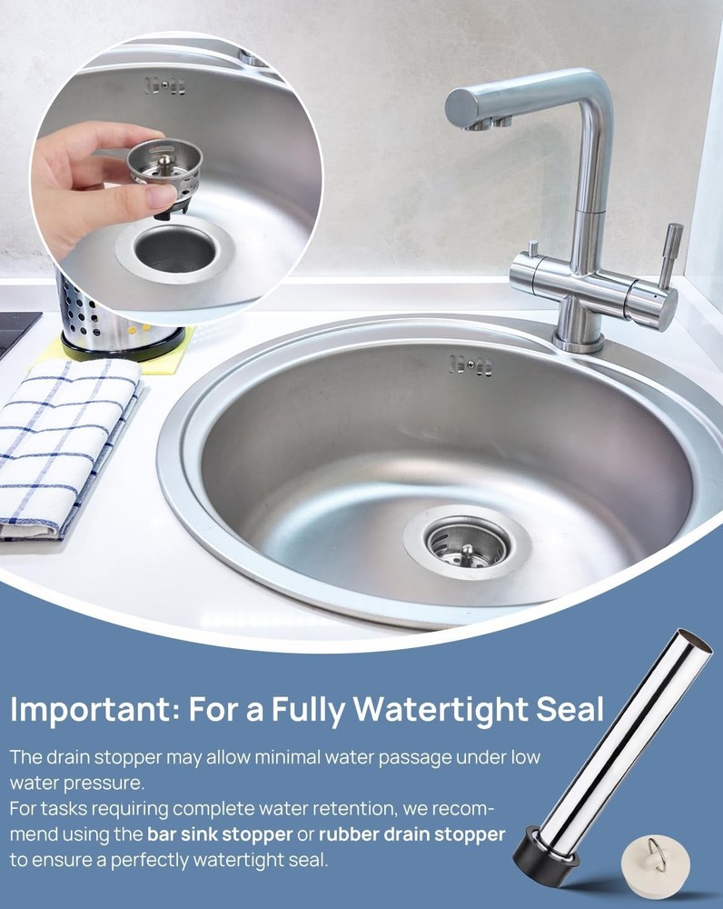 Professional 2" Kitchen Sink Drain Set featuring Strainer and Stopper
