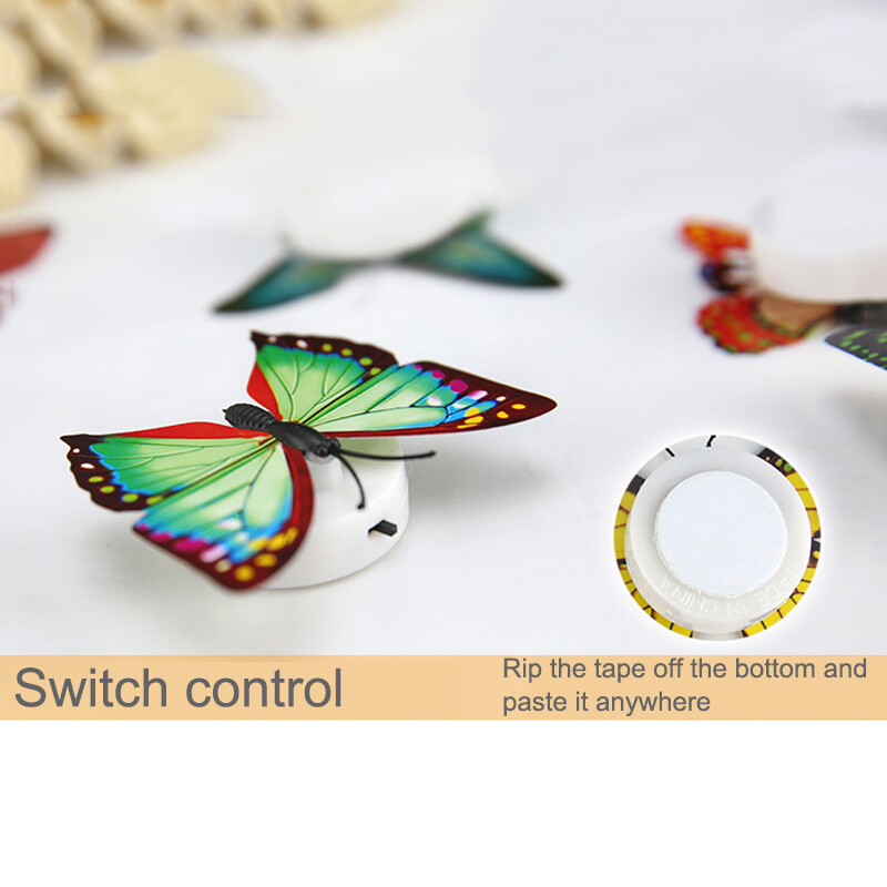 4x Butterfly LED Night Light Creative Glowing Stickable Romantic Wall Lights