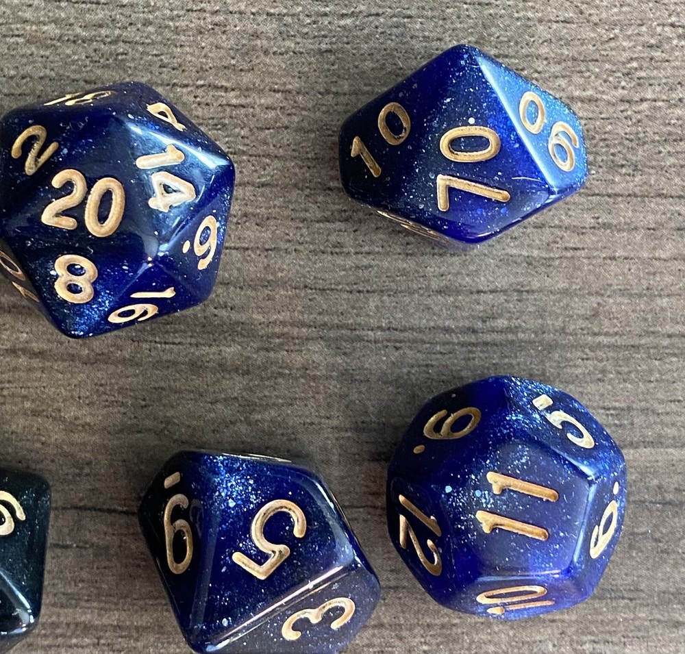 7 Piece Dice Set Polyhedral Dark Blue Die