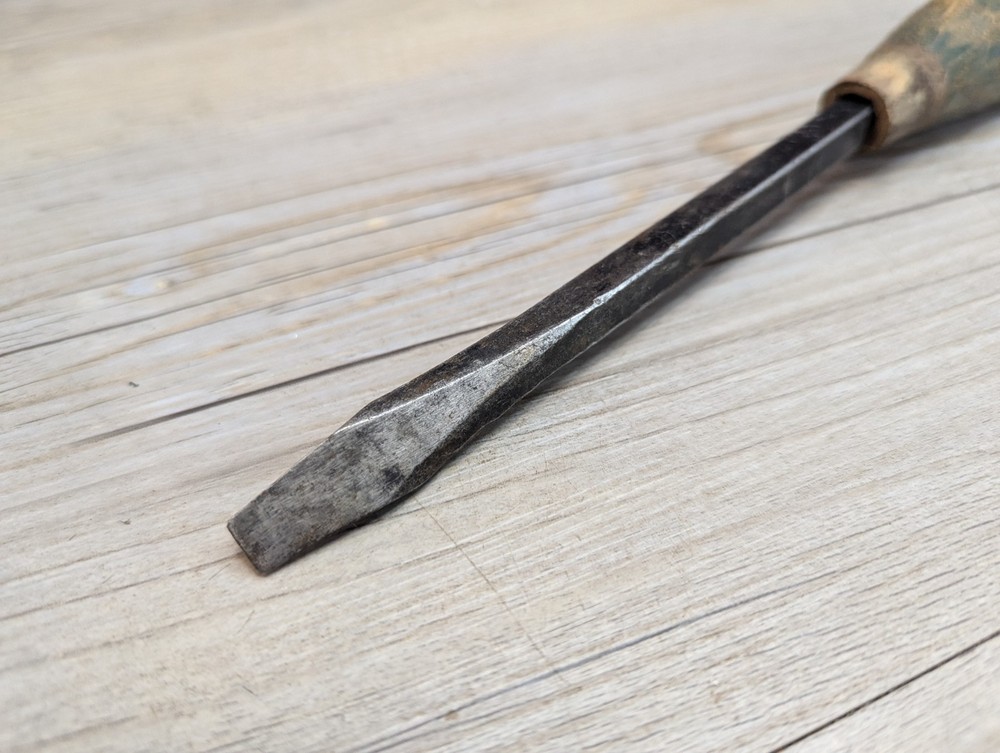 Unbranded Flathead Wooden Handle Screwdriver 11" Long