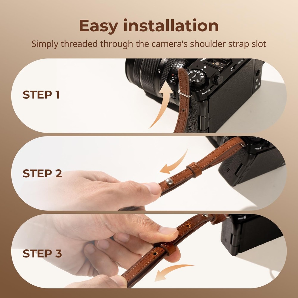 SMALLRIG Universal Leather Camera Shoulder Strap for DSLR Brown, Brown