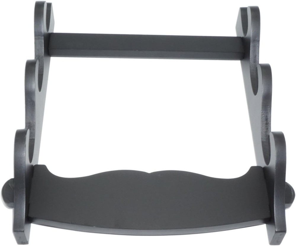 Sturdy Black Wood Samurai Sword Display Stand - 3 Layer Wall Mount Rack