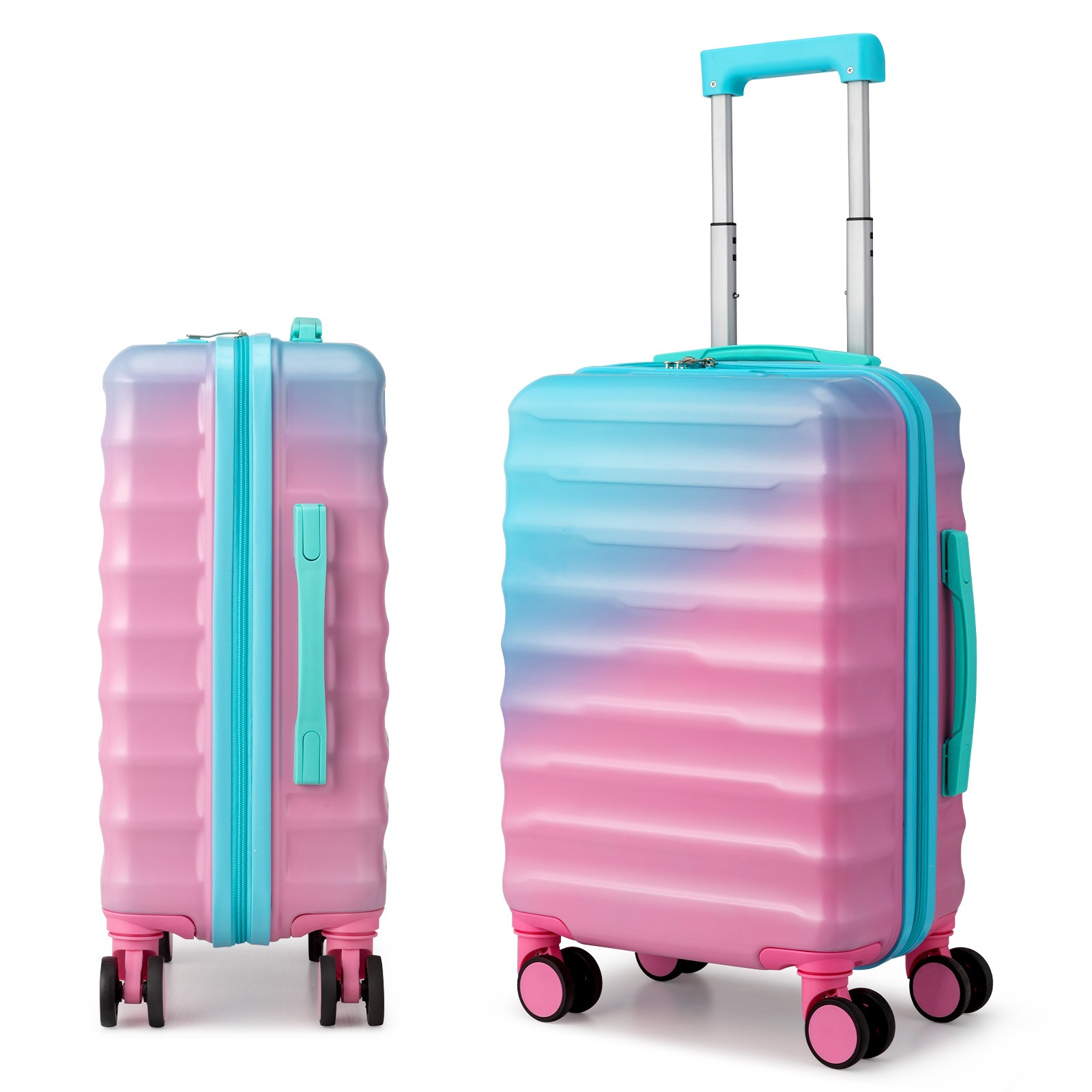 20/24/29 Icnh  Carryon Suitcase with TSA Lock Gradient Pink & Light Blue