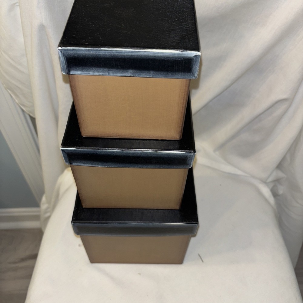 Americana Star Stackable Gift Boxes Cardboard Set (3) Multicolor Preowned