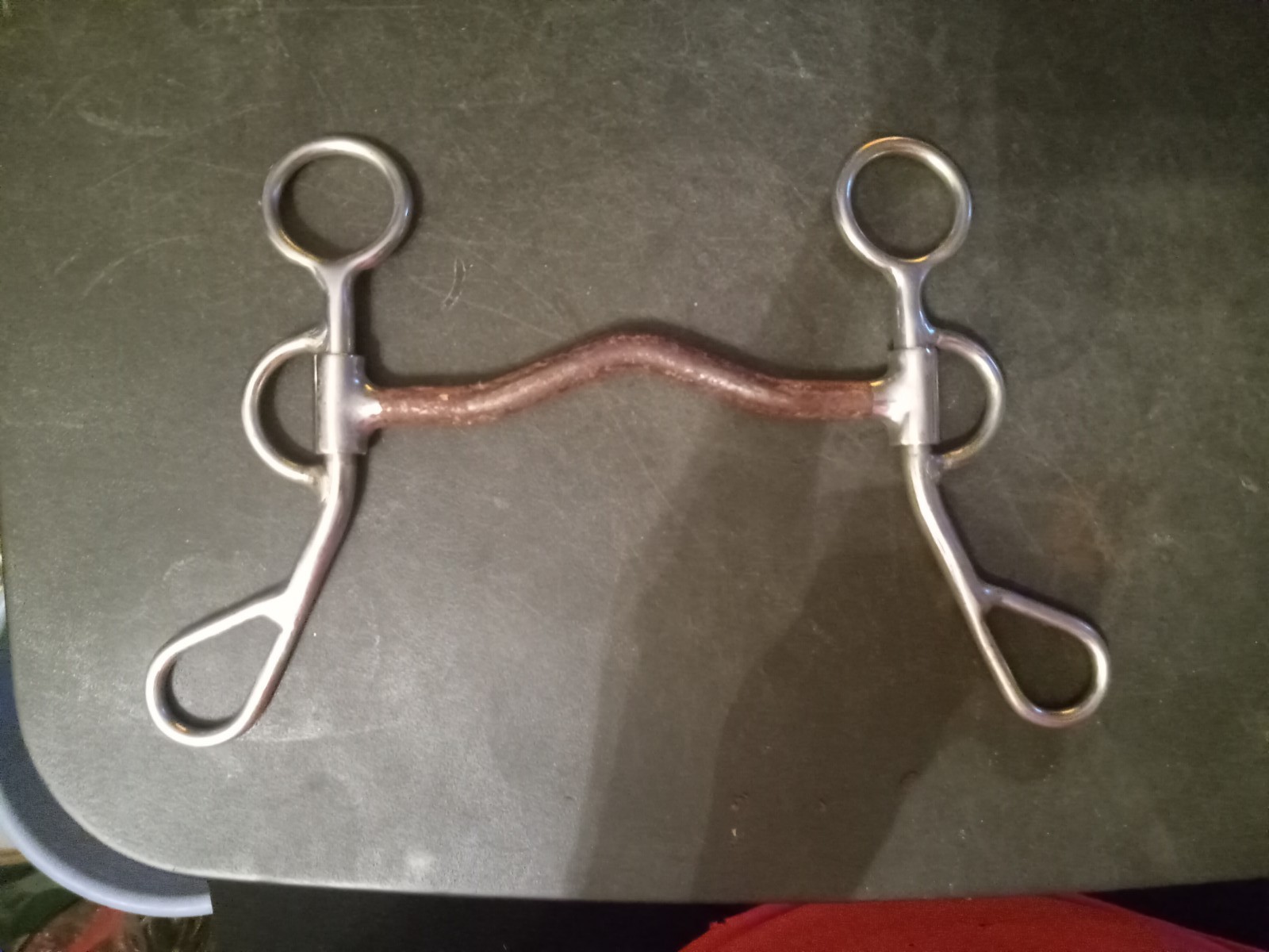 Short Shank loose cheek bit 5 in sweet iron mouth low port