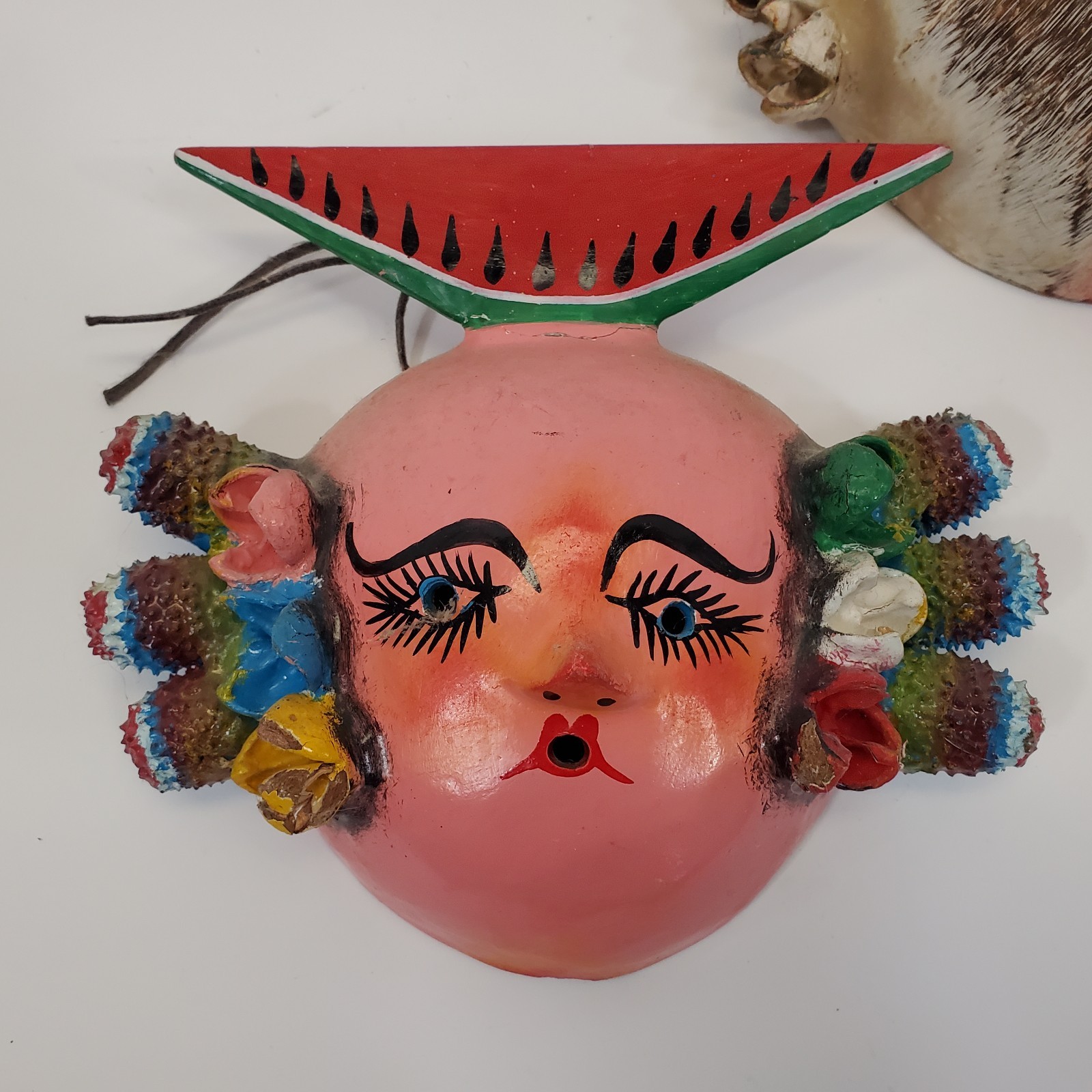 Vintage Lot of 3 Mexican Coconut Shell Folk Art Masks Guerrero Wall Decor