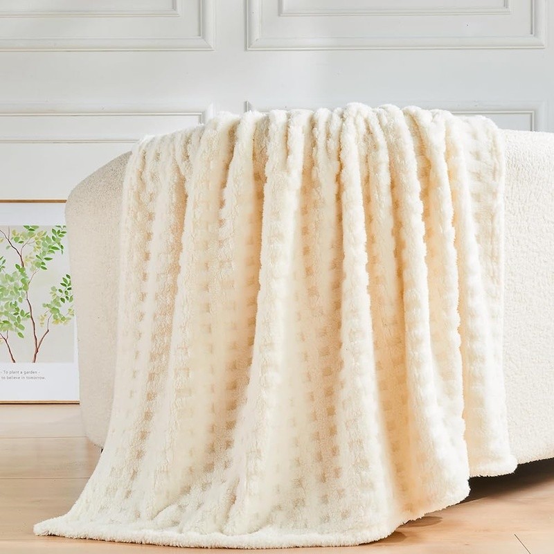 Soft Reversible Flannel Fleece Throw Blanket Lightweight Durable Warm Microfiber